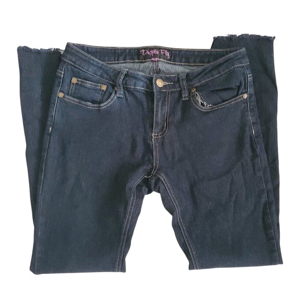 Cropped Distressed Dark Jeans Sz 9